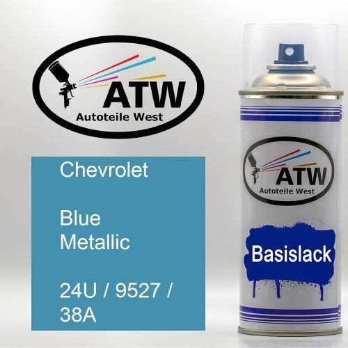 Chevrolet, Blue Metallic, 24U / 9527 / 38A: 400ml Sprühdose, von ATW Autoteile West.